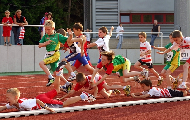 The boy in the green and yellow in the lead is like I do not have time for this shit