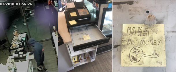 The cafe where I work got broken into The thief was greeted by this note I left inside the register