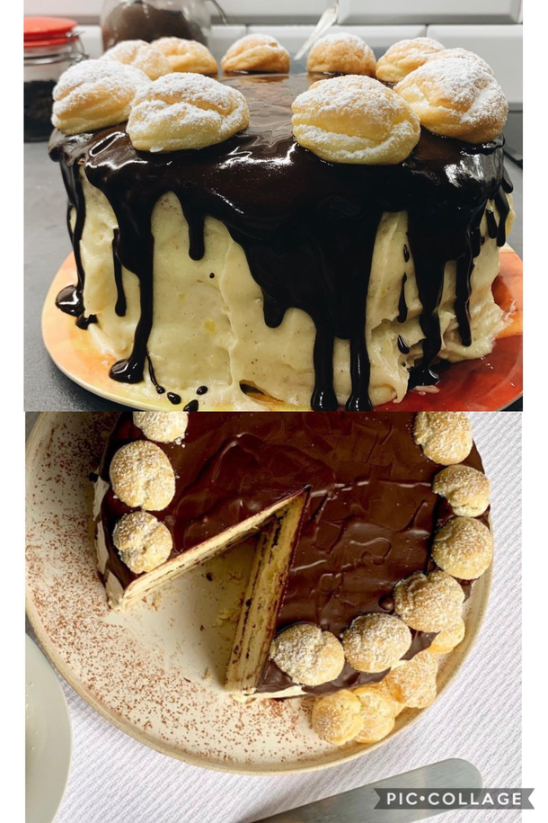The cake for the Mothers Day Ive made Kinda leaning to the one side and not as tidy but at least its not toppling over