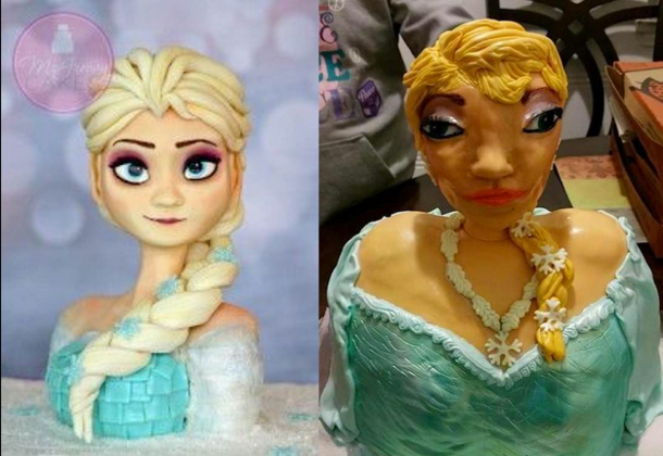 The cake that was ordered and the cake that arrived