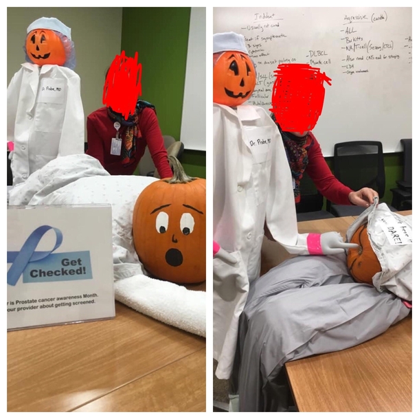 The cancer clinic my mom works for entered a Pumpkin Halloween contest yesterday this is what they came up with