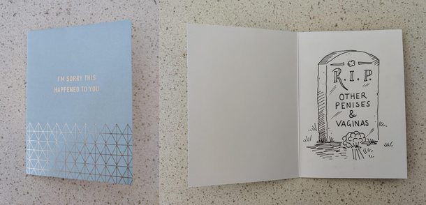 The card I gave to my friends at their engagement party