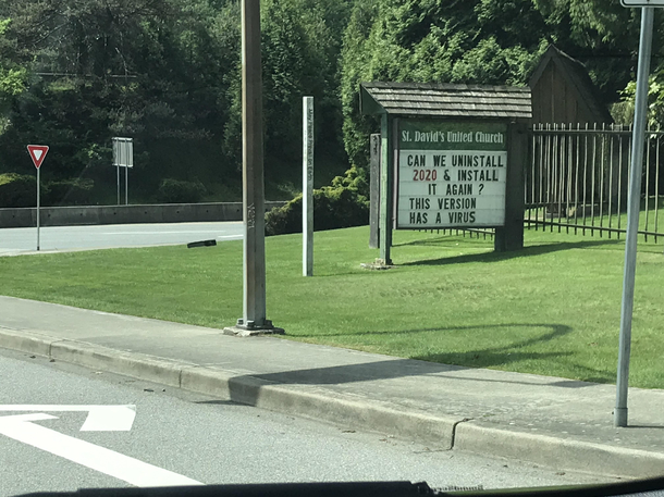 The church sign near my new home