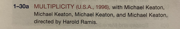 The credits of the movie Multiplicity in my film studies book