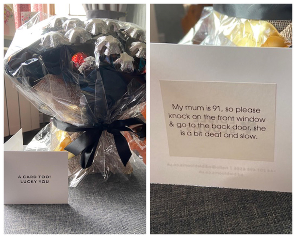The delivery note got put inside the card instead of a birthday message