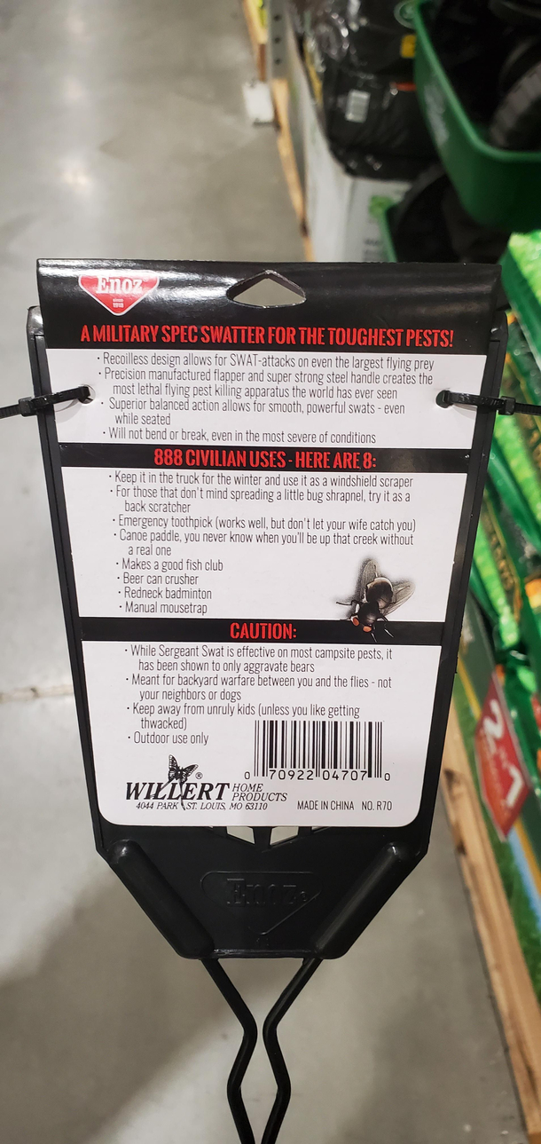The description on this bug swatter I found at Lowes