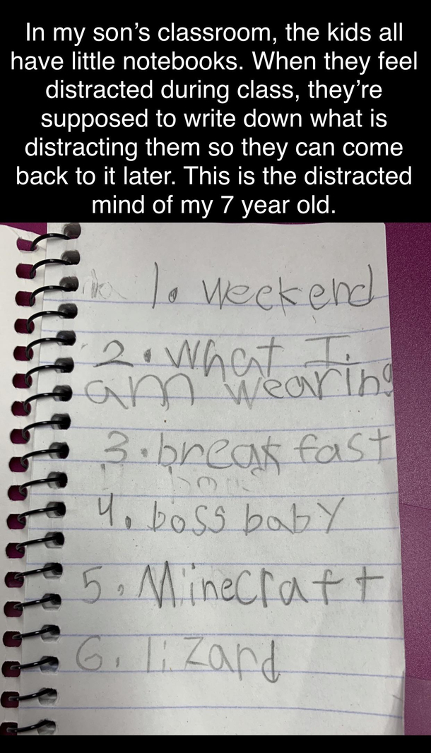 The distracted mind of a seven year old