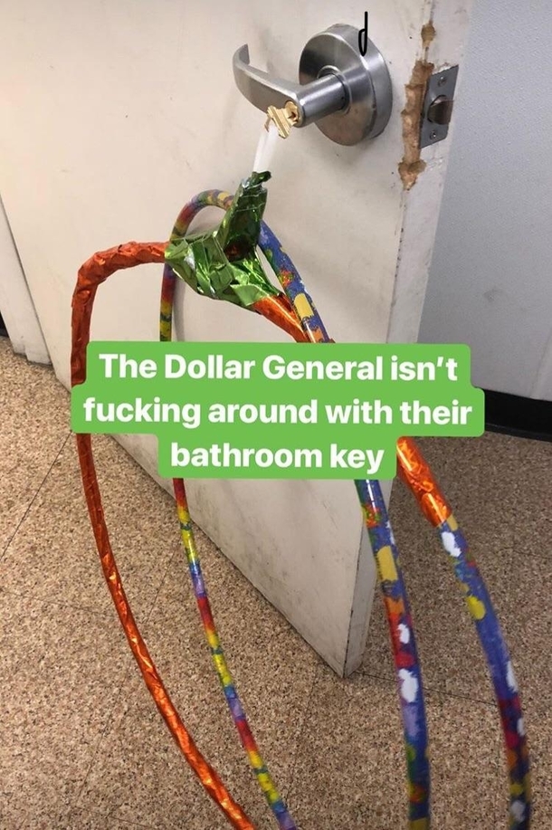 The Dollar General bathroom key