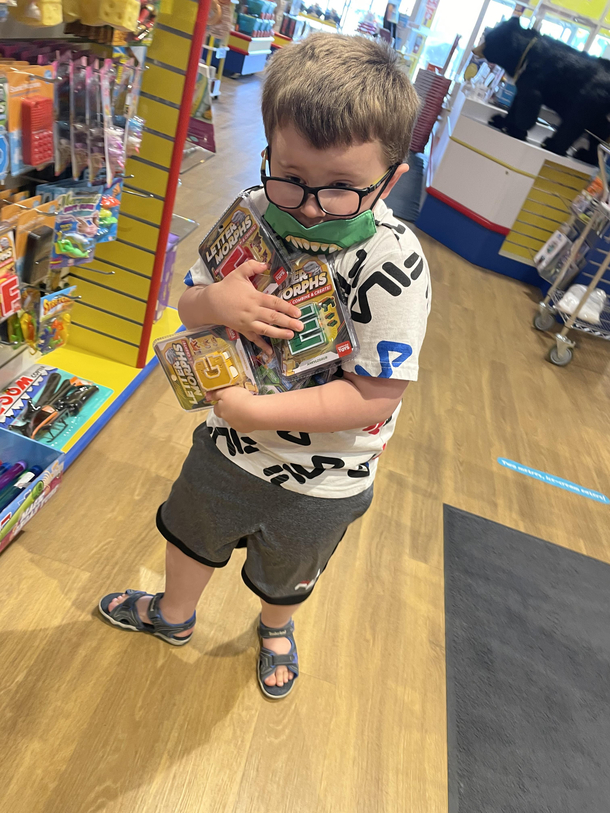 The first time my sons been in a toy store since the pandemic hit last year Rioted like it was toilet paper