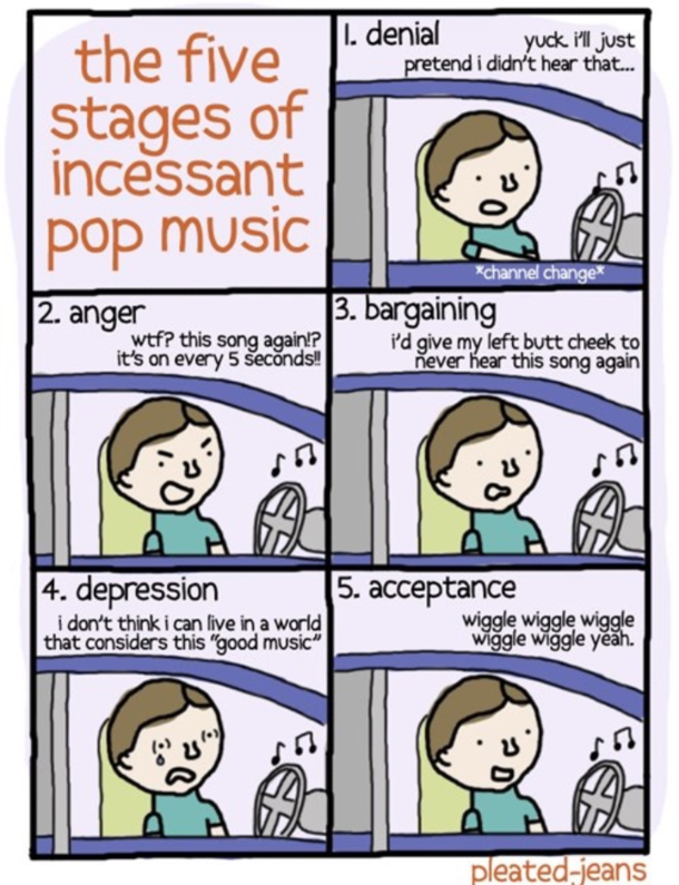 The five stages of incessant pop music