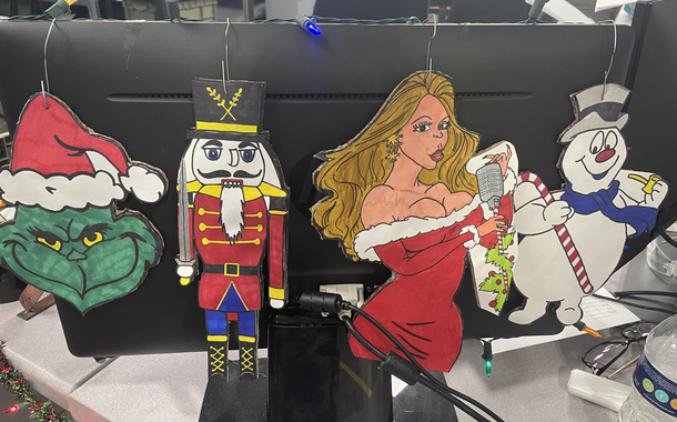 The Four Horsemen of Christmas ornaments I made for a co-worker during a slow day