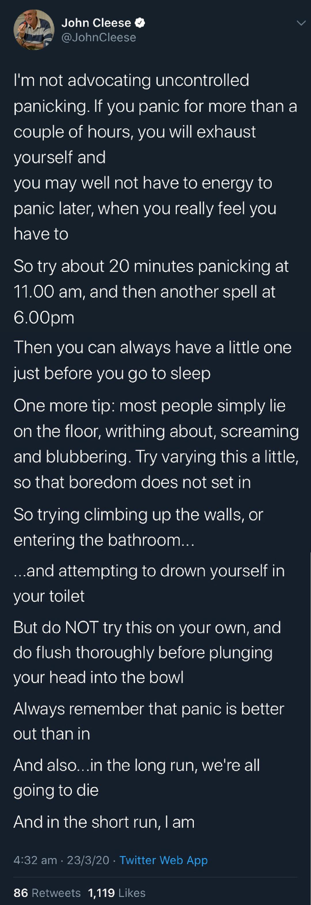The great John Cleese has some wise words for you all