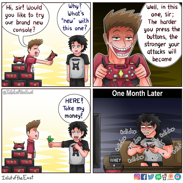 the harder you press the buttons the stronger the attack