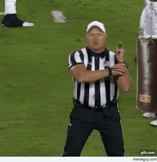 The jacked ref from last nights National Championship game takes no days off 