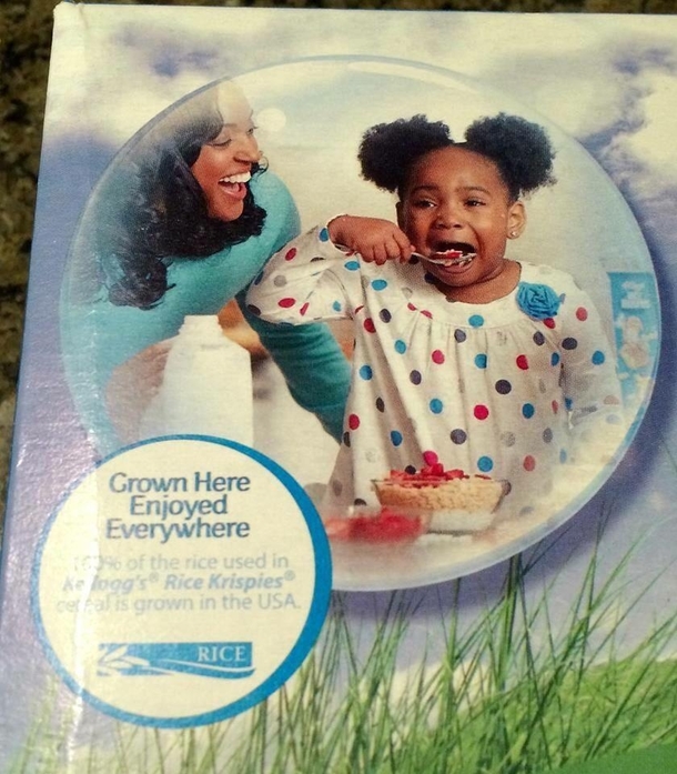 The kid in this Rice Krispies ad looks terrified as the Mother taunts her to eat her breakfast