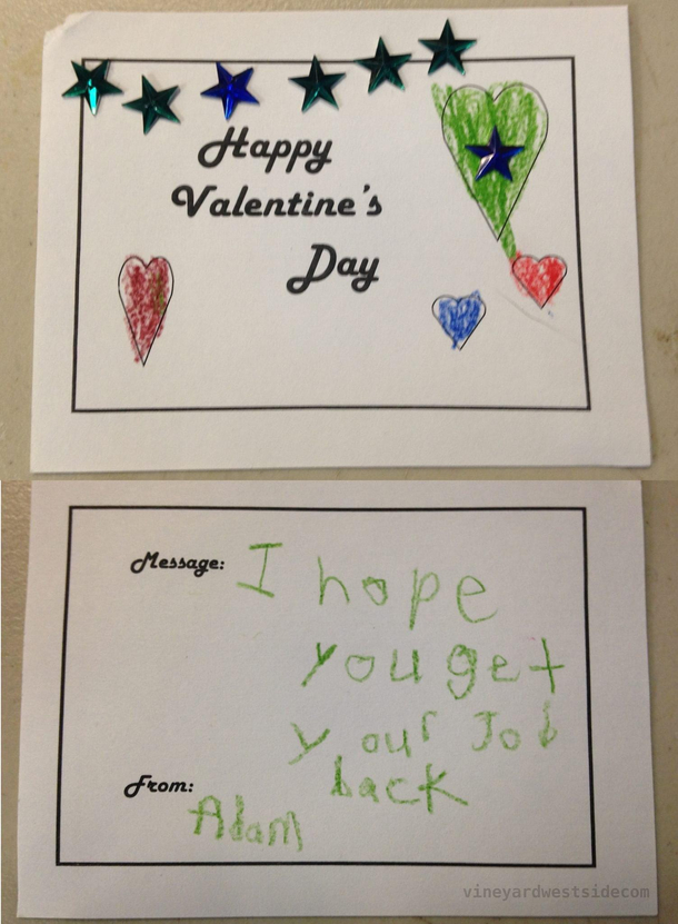 The kids made valentine day cards for the folks at the retirement home
