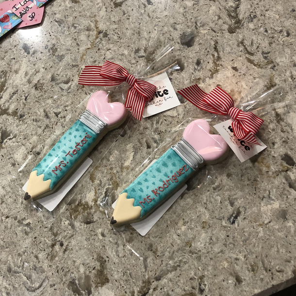 The kids teachers are going to be thrilled with their Valentine Cookie pencils