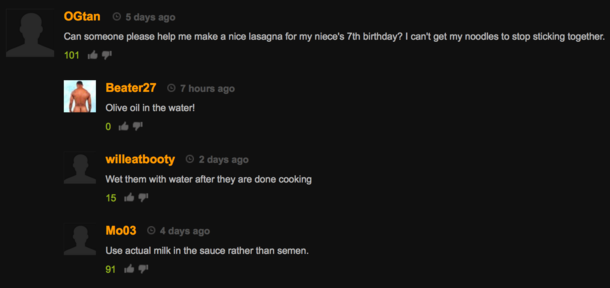 The kinds of comments you come across while browsing porn