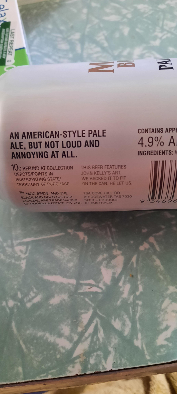 The label on this beer can