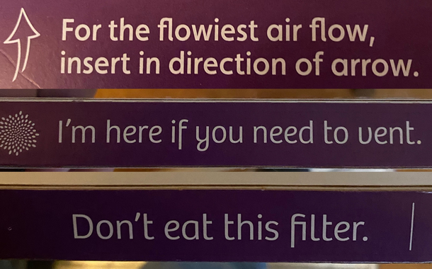 The labels on this AC filter