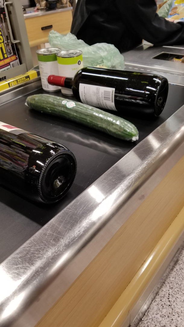 The lady in line in front of me has a fun night planned