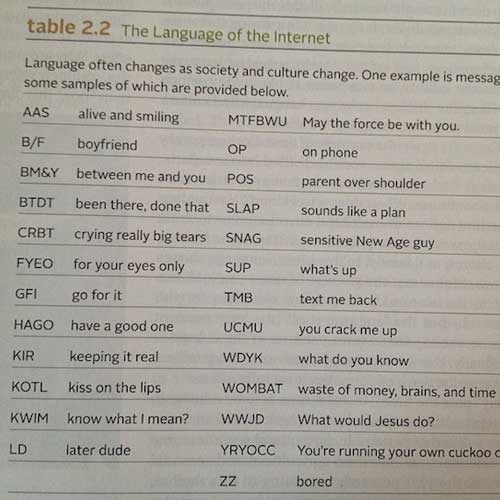 The language of the internet according to a s textbook