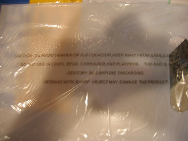 The last line of this warning message for a cutting board makes me think it might not be the best