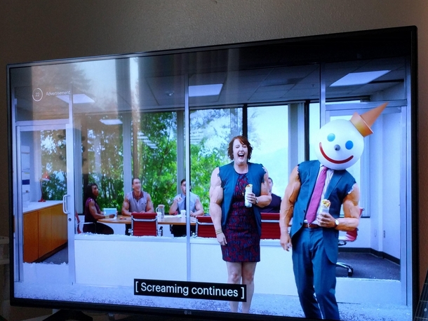 The last subtitle of the show stayed up during the commercial break