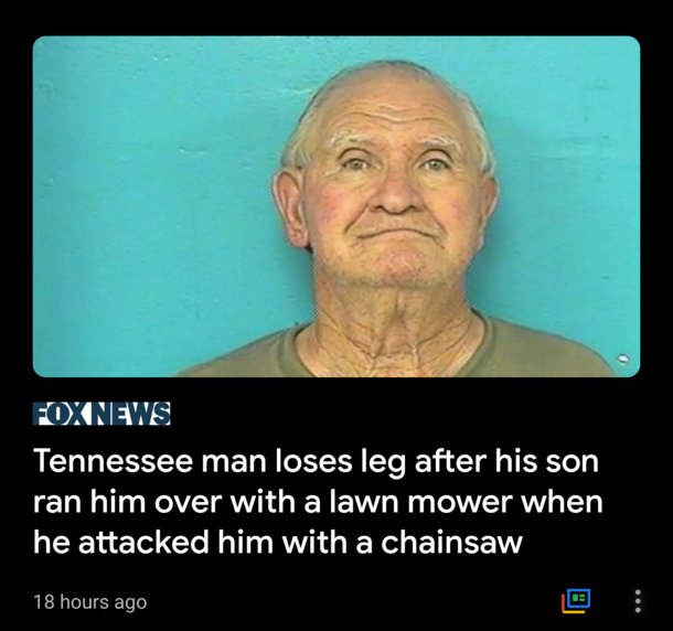 The lawnmower doesnt fall far from the chainsaw