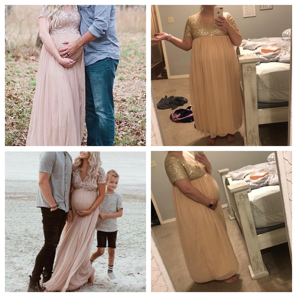 The left pictures are the dress my wife bought online for her maternity pictures the right pictures are what was sent to her
