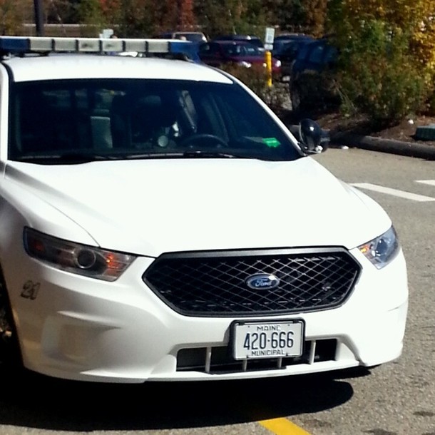 The license plate on a police car in my hometown