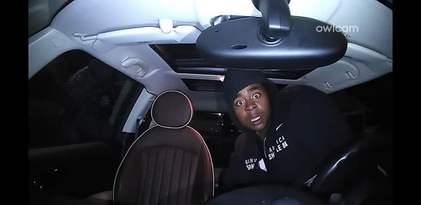 The look on this guys face He was caught breaking in to a neighbors car