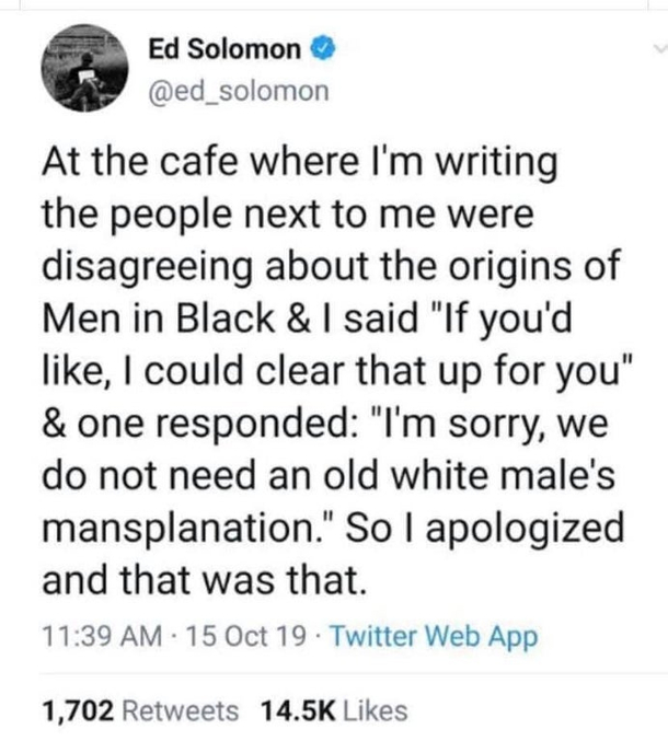 The man who wrote Men In Black was sitting in a cafe when
