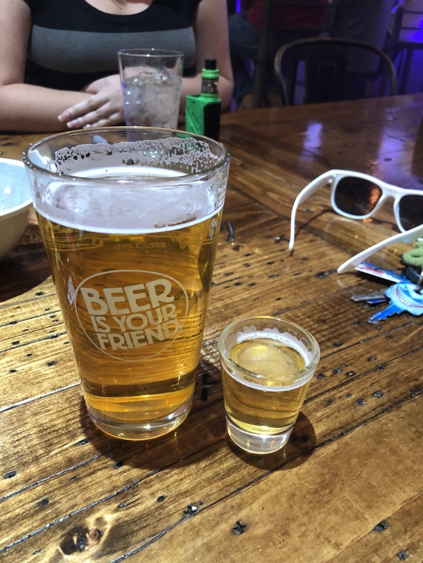 The moment I asked the bartender for a beer for my beer