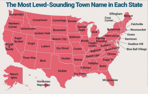 The Most Lewd-Sounding Town Name In Each State