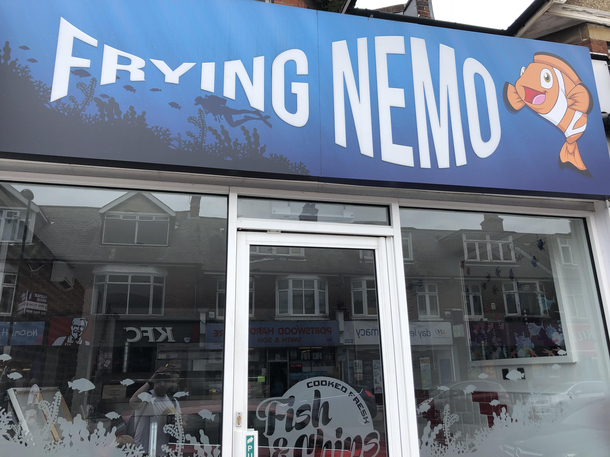 The name of this chip shop in England