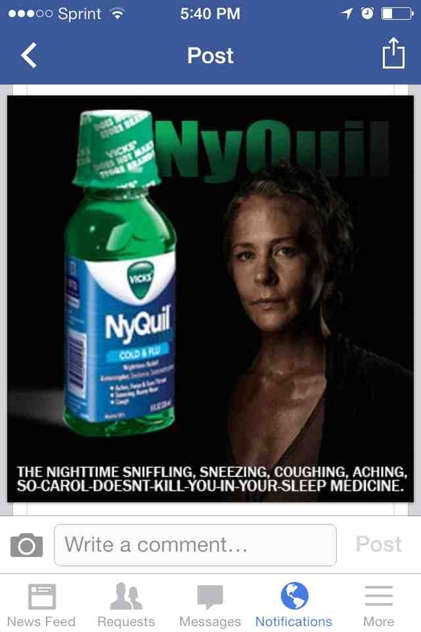 The newest NyQuil commercial sponsored by The Walking Dead