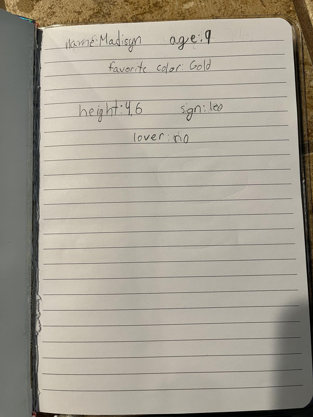 The Nine Year Olds First Journal Entry