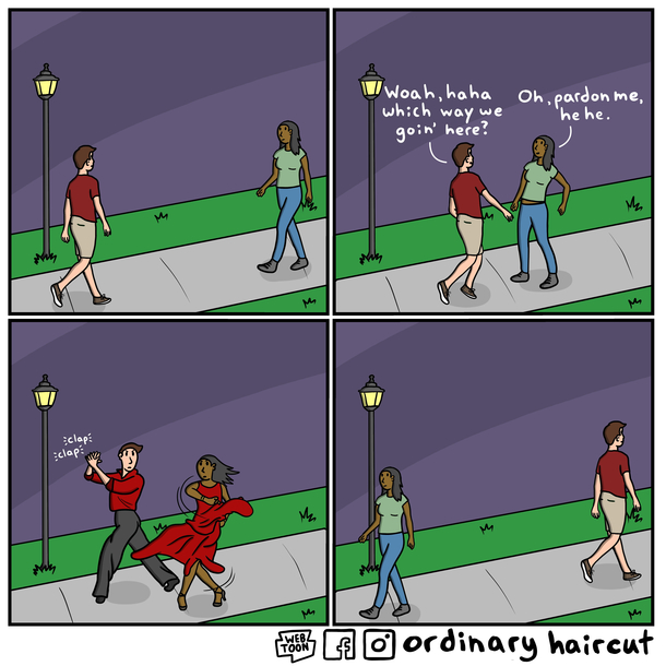 The ol sidewalk shuffle