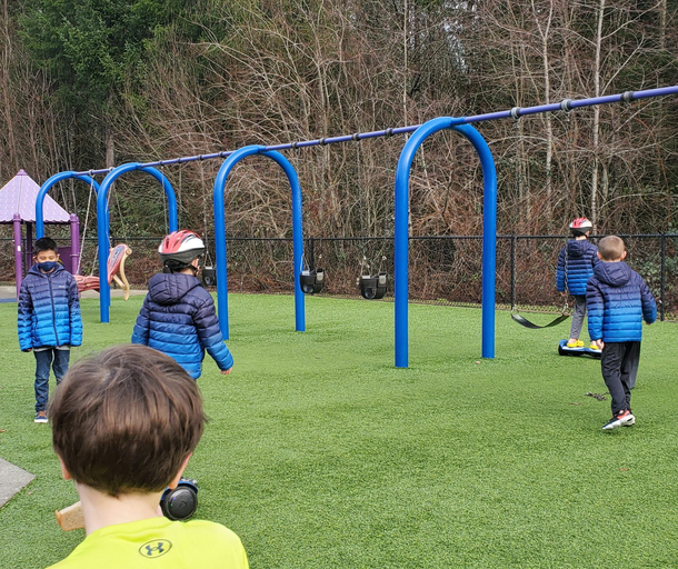 The one day my son didnt wear his blue Eddie Bauer puffy jacket from Costco to the playground