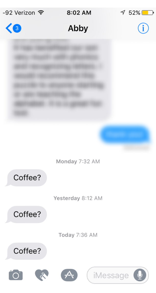 The only  texts Ive gotten from my wife in the last  days