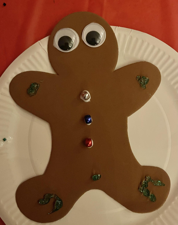 The ornament my  year old niece made Notice the final touch