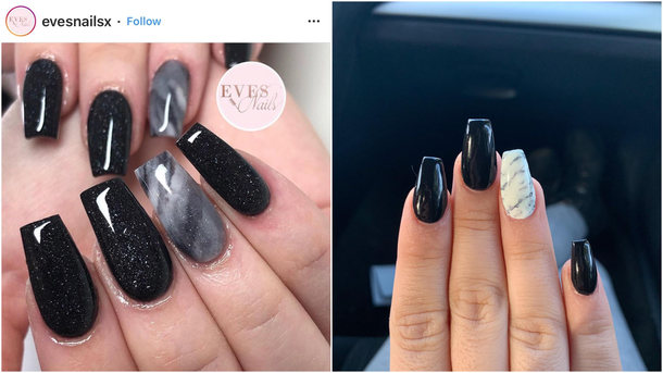 The picture I showed my nail tech and the nails I ended up with