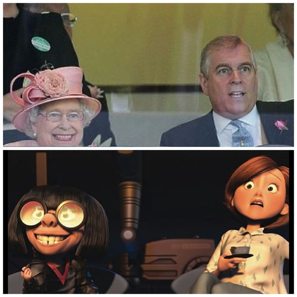The queens horse winning kinda looks like edna from the incredibles