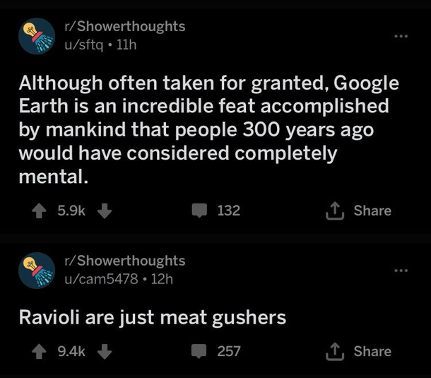 The range of rshowerthougts