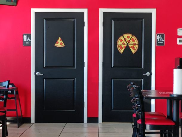 The restrooms at my local pizzeria