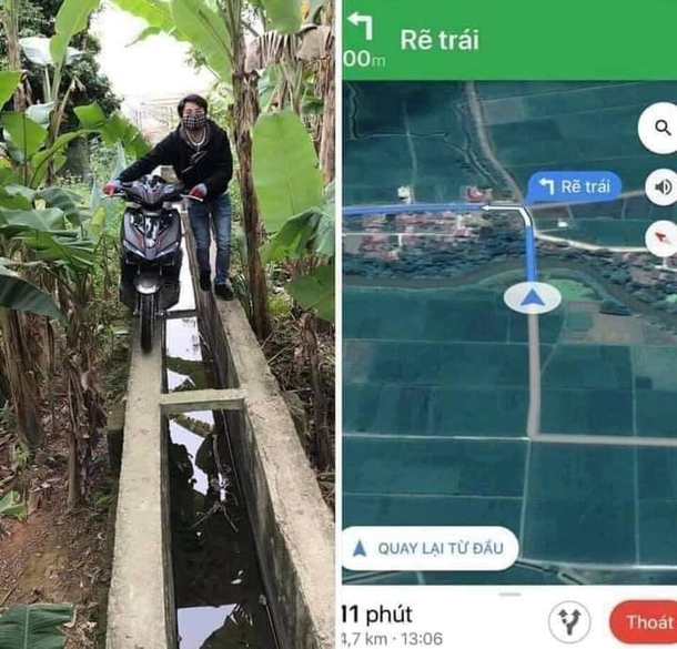 The result of blindly believing in Google Maps