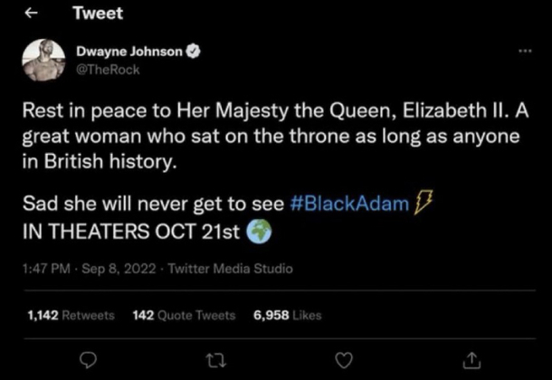 The Rock sends his condolences to the Queen