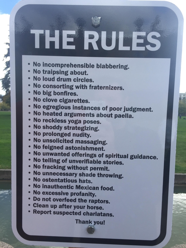 The Rules Found at my local park