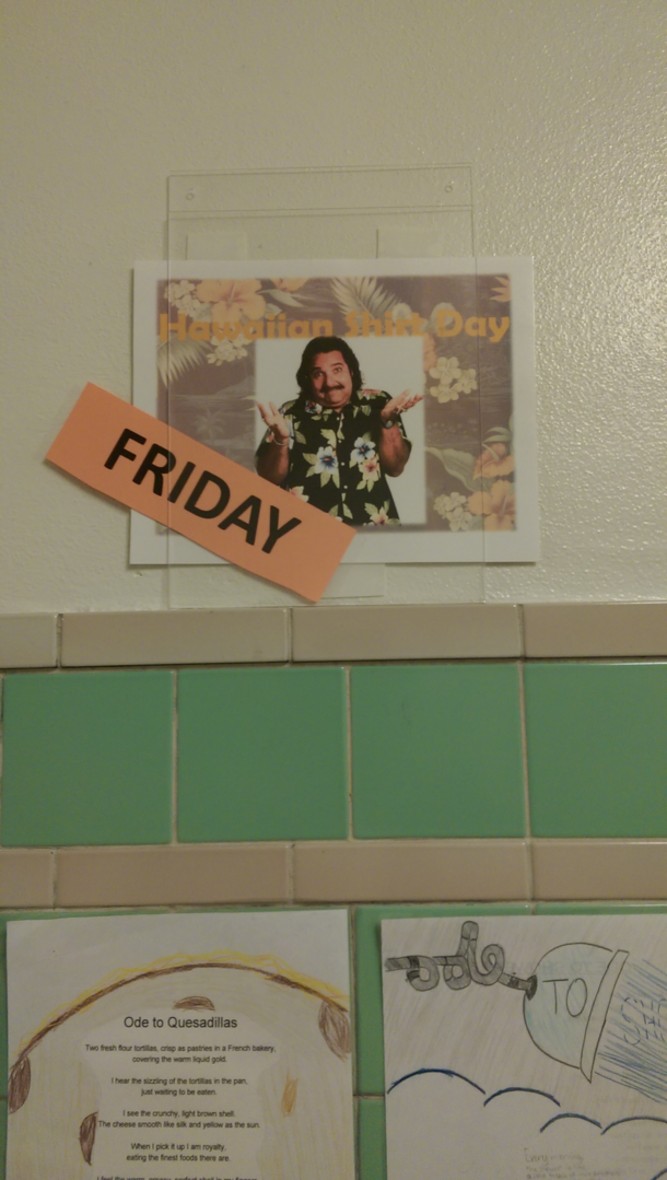 The school I used to work at used this gentleman to promote Hawaiian shirt day